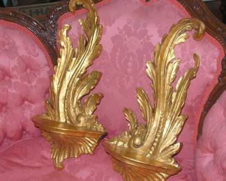 Pair Old Gilt Sconces