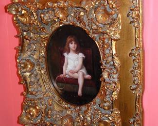 Heavily embossed Smaller Framed  Oil Portrait 