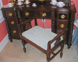 Antique Cavalier Dresser, Bench and Mirror