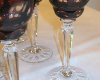 Moser Rare Amethyst and Gold Wine Glasses