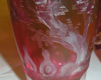 Moser Glass acid etched Pheasant High Balls