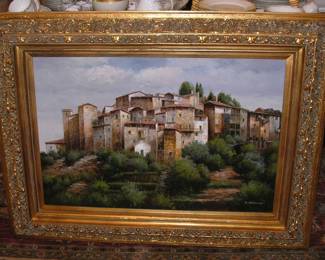 Huge Oil Painting elaborate Frame
