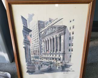 Paul Norton Original Watercolor of the Stock Exchange