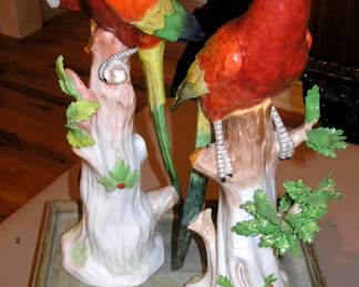 Stunning DRESDEN  Germany Porcelain Parrots