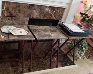 Four Faux Marble top TV Tables