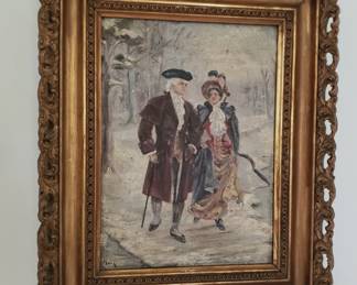 Painting of a Couple, on the back it reads feb 1883