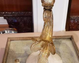 Murano art Glass Candle holder24kt gold Gabbiani