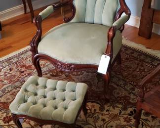 Victorian Pastel Green Arm Chair