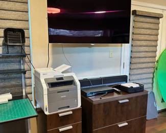 LG Curved TV. Sonos Soundbar. Brother Printer