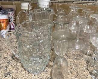 Glassware and pitchers. Fostoria Pitcher