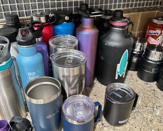 Travel tumblers and bottles. Yeti. Hydroflask. Klean Kanteen. Thermos. 