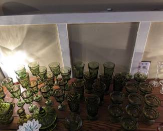 Antique Green Glass Set