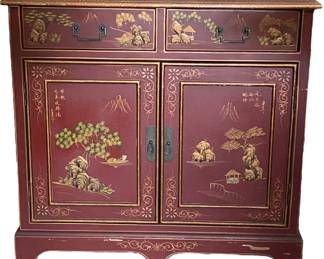 Red Asian Style Cabinet