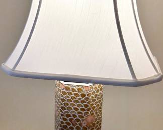 2 salmon pink, black & silver ceramic vintage 
27”h lamps $45ea