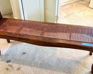 Vintage salad, wood bench with cane seat and sides 42X 12 X 21, $125 pending