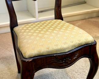 Child’s size antique cherrywood upholstered seat chair $25