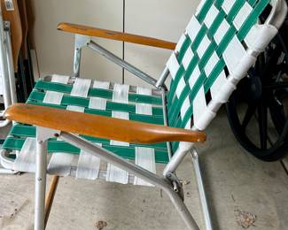 Telescope Casual Easy Fold Strap Seat Outdoor Wood Arm Chair $25