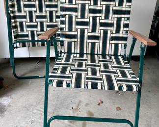 2 Strap easy fold, wood arms arm chairs $50