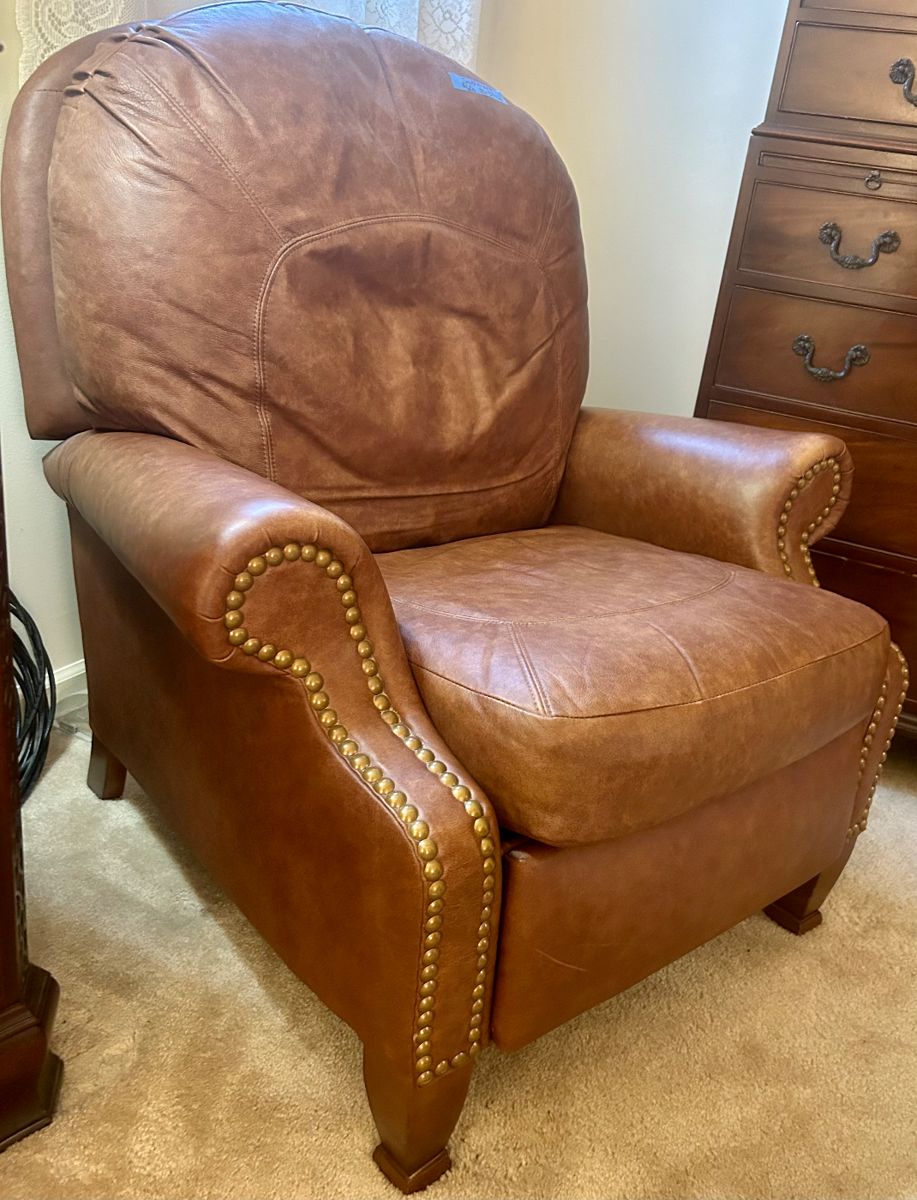 Walter E Smith – Smith craft leather recliner chair with Grommet accents 35 x 20 x 34  $650