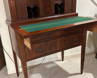 Antique Burled wood cabinet with fold out work surface 35X 18.5 X 47 inch high $395.