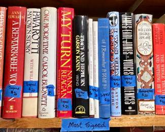 Signed hardback books $10-50ea