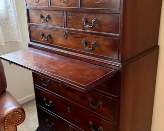 Antique Tallboy 7 drawer Dresser w/ Pullout center Writing Surface 36”w x 28d x 56”h $695