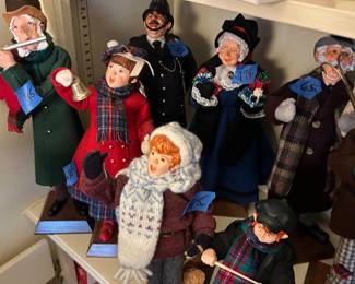 Simpich character dolls most $25-115
Fisherman $500
Mom with baby $300
Grandma w/ presents $175
Constable  $150
Grandpa with present & cane $250
Drummer boy with hat $250 sold