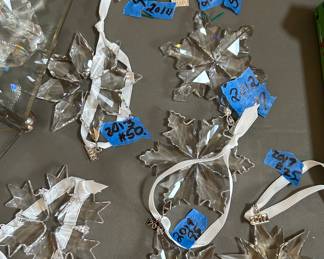 Swarovski snowflake annual Christmas ornaments 2010-14; ‘17, ‘18, ‘20