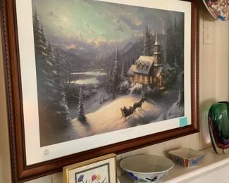 Thomas Kincade “Sunday Evening Sleigh Ride”. Numbered & Signed