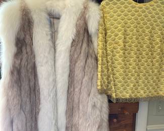 Fox fur vest and silk top