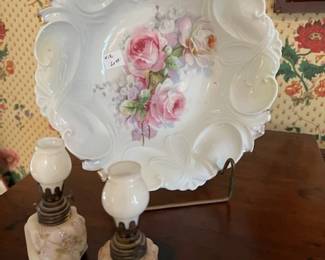 Pair Wavecrest tiny oil lamps