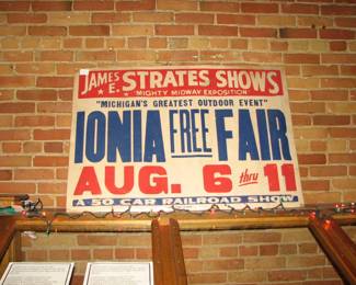 Nice Old Large Ionia Free Fair Sign