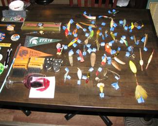 Vintage fishing lures, there will be many more sports cards on this table, pictures coming soon