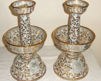 PAIR OF "GUMPS" PORCELAIN CANDLE HOLDERS