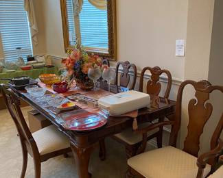 Dining room table and chairs. 