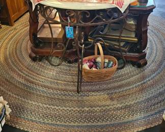 Marble Top Table 
Vintage Jars
Rug