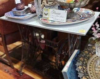 Marble Top Teadle Base Table 