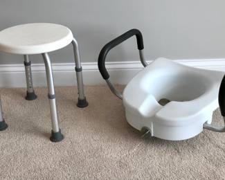 Shower Stool and Elevated Toilet Seat 