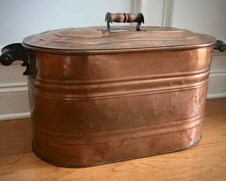 Antique Copper Boiler Wash Tub with Lid 