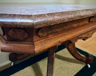 Burlwood Marble Top Table 