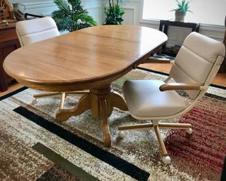 Dining Set with 2 Rolling Chairs 