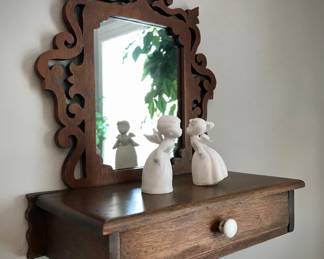 Small Wall Shelf with Drawer and Mirror 