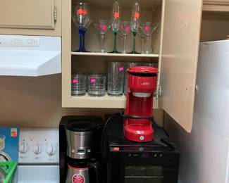 Wine cooler, 2 coffee makers and more. 