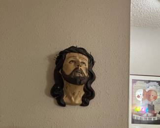 Vintage  pottery  Passion of the Christ  head plaque