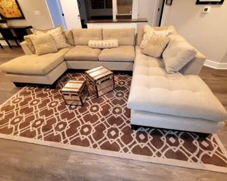Arhaus tufted sectional sofa (less than 5 years) Wheat. 136.5 wide by 91" deep. $2,500 (bought for $5,000 less than 5 years ago.