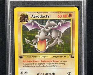 1999 1st Ed. Aerodactyl Holo Pkmn Fossil PSA 7