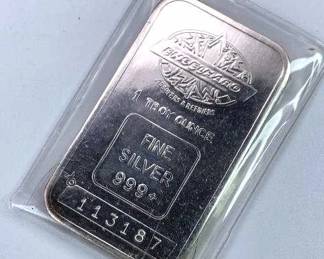 1ozt Silver Engelhard Vintage Bar, Scarce