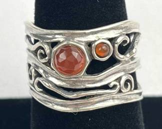 925 Silver Carnelian Filigree Ring