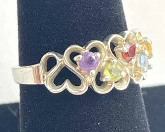 925 Silver Heart Gemstone RIng