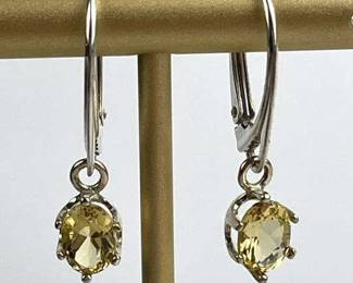 925 Silver Citrine Dangle Earrings